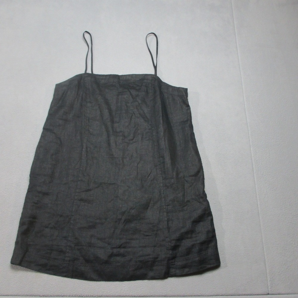 Madewell Goldie Dress Womens 12 Black Excellent Linen Mini Square Neck NL087